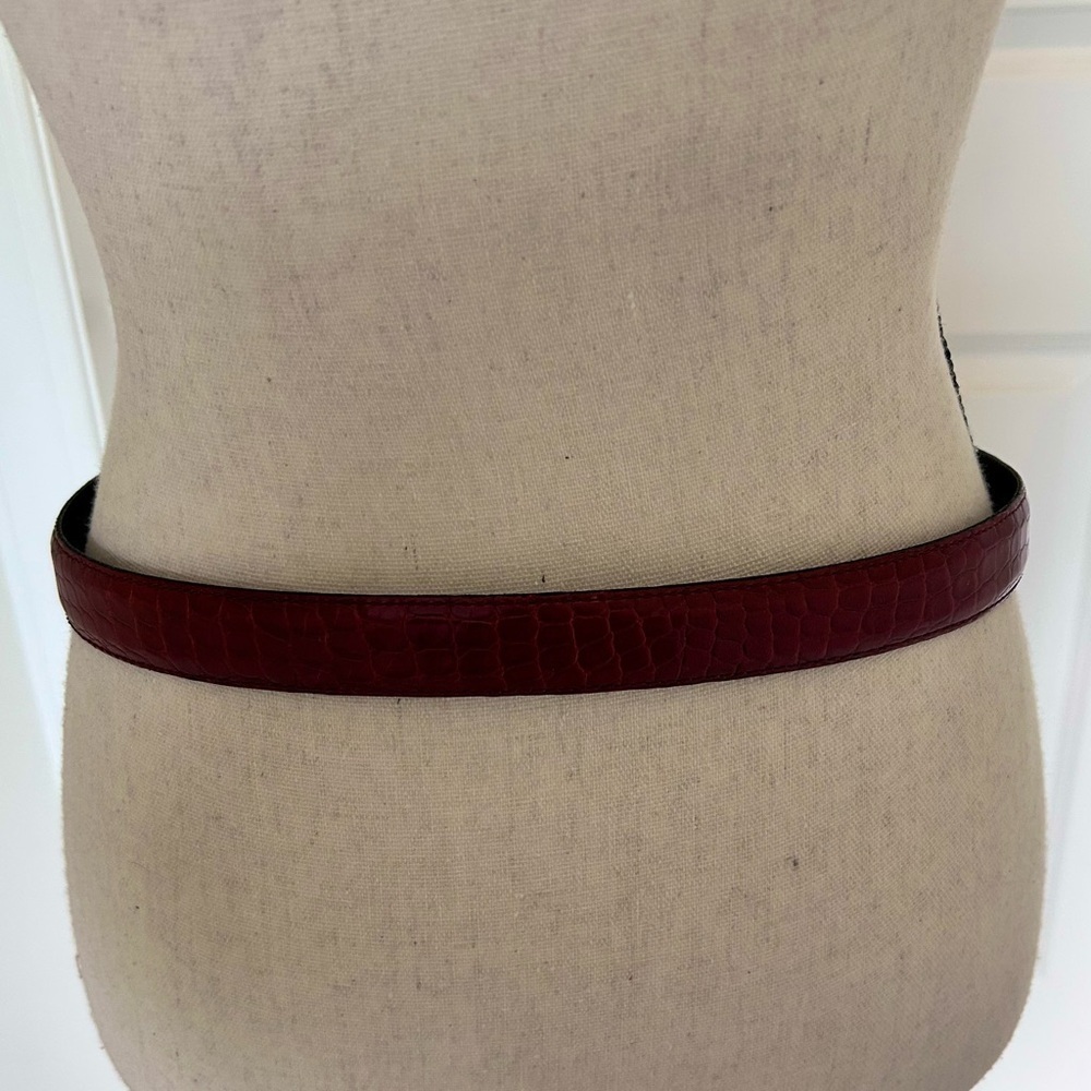 Vintage Vicenza Italian Leather Belt with Lion Buckle – Croc Embossed Brown S 32 - Picture 4 of 6